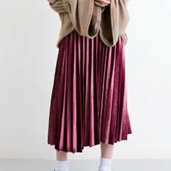 メルロー ベロア プリーツ スカート