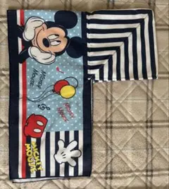 ミッキーマウス フード付きタオル ストライプ柄