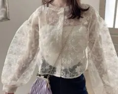 花柄刺繍オーガンジーカーディガン[gn53]