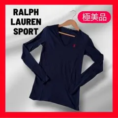 極美品✨ラルフローレンスポーツ 長袖Tシャツ 紺 Vネック ロゴ 人気定番 春夏