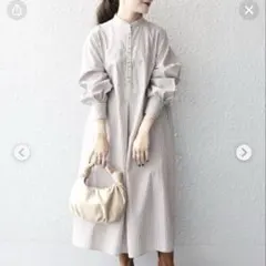 SHIPS for women フロントパールボタンシャツワンピース36手洗い可