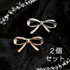 フォーマル リボン ブローチ 2点セット ゴールド シルバー 卒業式 入学式 小