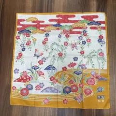花と蝶の和風ハンカチ 42cm