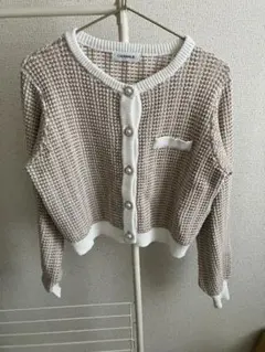 CALNAMUR ベージュ・ホワイト カーディガン