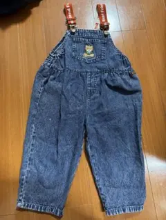 デニムオーバーオール キャラクター刺繍付き　100