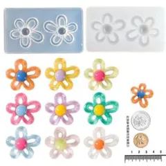 シリコンモールド　レジン　ハンドメイドパーツ　封入パーツ　花パーツ　3点