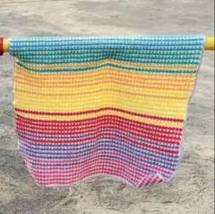 ハンドメイド　ブランケット　青空と花畑