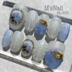 ネイルチップ マーメイド 海 波 シェル 貝殻 貝 キラキラ