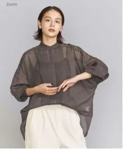BEAUTY&YOUTH　ドットピンタックバンドカラー　シャツ