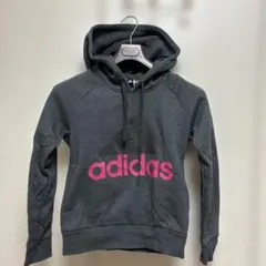 adidas フード付きパーカー グレー キッズ150