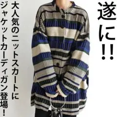 アンティカ 大人気高評価完売品 ボーダー ニットカーディガン
