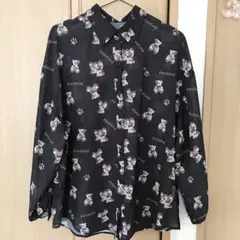 くま柄 シアーシャツ 長袖 Mサイズ 黒 イオン しまむら アベイル ハニーズ