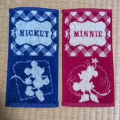 Disney ミッキー ミニー　ギフトBOX入りハーフタオルセット　　赤と青
