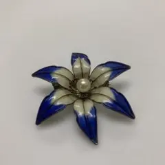ヴィンテージフラワーモチーフ ブローチ シルバー パール