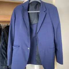 青 チェック柄 テーラードジャケット