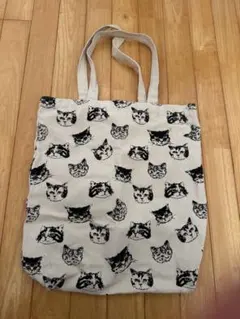 猫顔デザイン トートバッグ　シンプル　ベージュ　A4サイズ