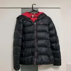 【美品】adidas フード付きダウンジャケット 黒/ピンク