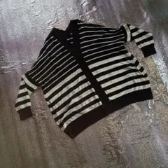 BACK NUMBER黒地に大小白ボーダーカットソーカーディガンサイズM