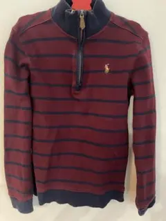 ポロシャツ 赤と紺のストライプ