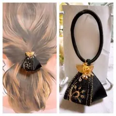 インド刺繍リボン　ヘアゴム　　3234