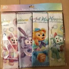 ディズニー　ミニタオル4枚　カラフルハピネス　ダッフィー＆フレンズ20周年