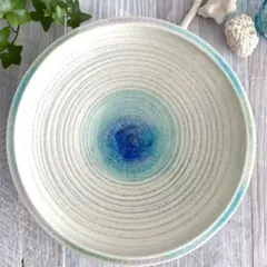ガラス彩陶器 大皿 沖縄オーシャンブルー