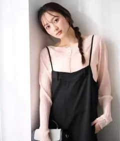 ＜加藤栞さん着用＞前後2wayプリーツカットソーカーディガンのサムネイル