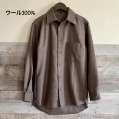 ADIAR ブラウン 長袖シャツ ウール(毛)100% S レトロ