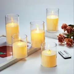 LEDキャンドルライト（大1個, 中2個, 小2個）