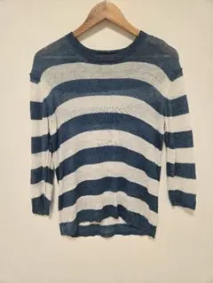 【COMME des GARCONS HOMME】七分袖リネンニット ボーダーSのサムネイル