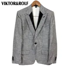 VIKTOR&ROLF ドレステーラードジャケット 44 シルバー 千鳥格子のサムネイル