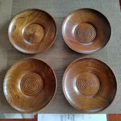 木製 茶托 4枚セット 煎茶道具