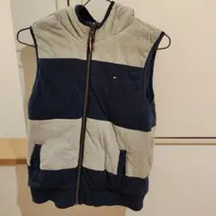 ダウンベスト フード付き ネイビー グレー