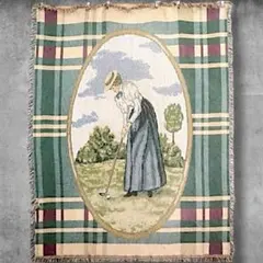 BOJR スポーツ ラグ ブランケット ビンテージ ゴルフ 風景画 貴婦人