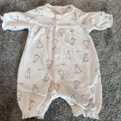 バースデイ　うさぎ裏起毛ロンパース50-60 長袖ロンパース　新生児