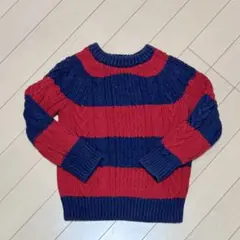 ♡GAP♡レッド×ネイビー ボーダー ケーブルニット セーター　110cm