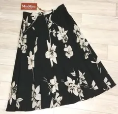 マックスマーラ デザインプリーツスカート ブラック