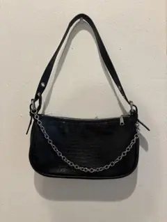 h&m クロコダイル風ショルダーバッグ ブラック