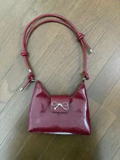 ワインレッド クロコ型押し ハンドバッグ