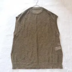 ★美品 ジュンレッド JUN RED ヘザー メッシュ ルーズ ベスト 春夏