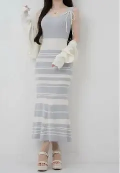 ワンピース Lumignon Riobon border nermaid dress 完売品】Lumignon Riobonborder nermaid dress - メルカリ