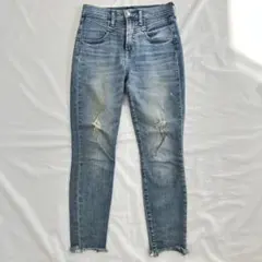 GAP ハイウエスト スキニーデニム ダメージ加工 カットオフ ストレッチ