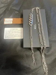 【新品】M.U.L. チェーンラリエットネックレス ・マットグレー　ダイヤ付