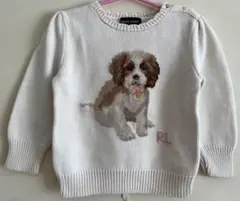 美品】ポロラルフローレン 犬 ニット セーター 12M 80 水色 ブルー