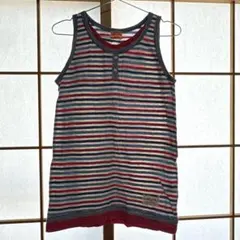 古着 ボーダー タンクトップ 青 ピンク 白レトロ y2k