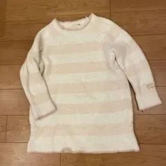 ジェラートピケ　ワンピース　チュニック　ボーダー　ホワイト&ピンク