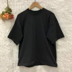 ★無印良品★クルーネック 無地 カットソー 【S-M】 半袖 カジュアル 黒のサムネイル