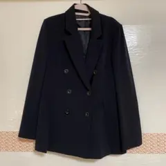 ネイビー ダブルブレスト テーラードジャケット ベルト付き