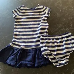 Ralph Lauren ネイビー/ホワイト ストライプ ワンピース 80cm