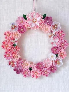 つまみ細工リース　No.103 桜リース　春リース